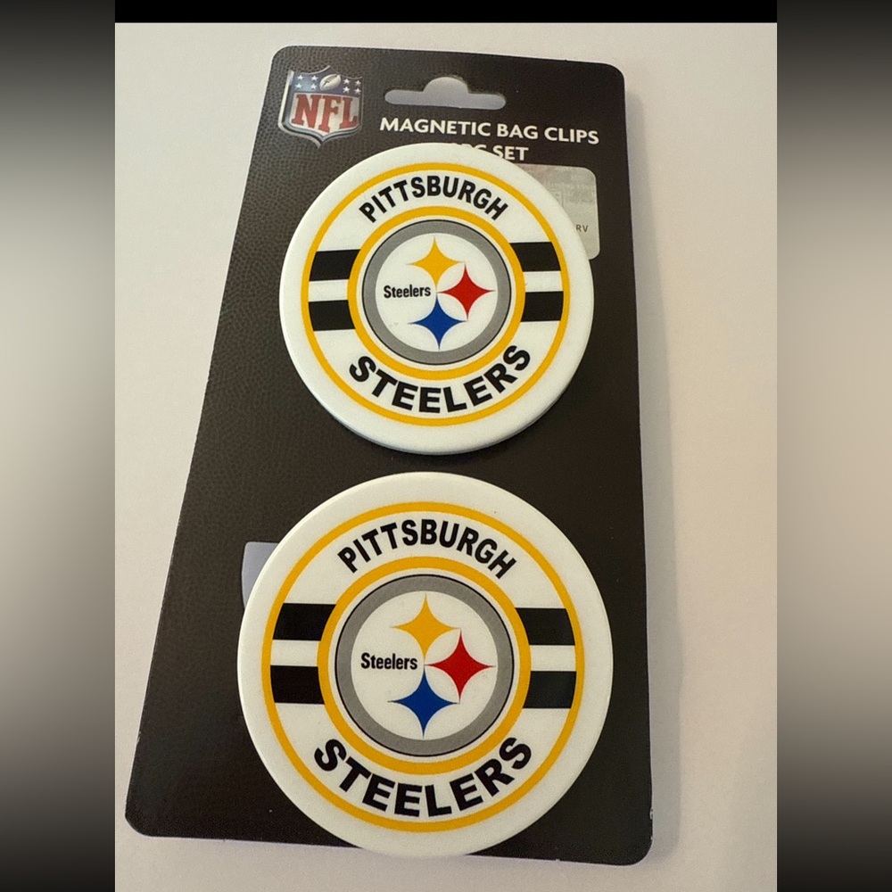 NFL Pittsburgh Steelers Magnetic Bag Clips - Black, White, Yellow New